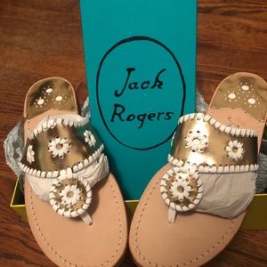Jack Rogers Gold/White/Tan Sandals Size 9.5